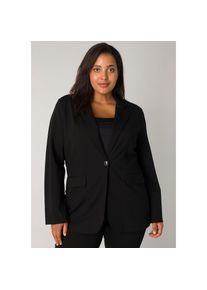 Base Level Curvy, Unisex, Jerseyblazer mit Taschenklappen, schwarz, 48, Blazer von Base Level Curvy