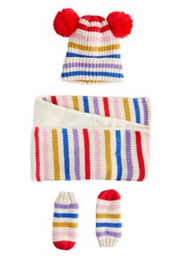 next Set: M&uuml;tze, Handschuhe und Schal M&auml;dchen Gr&ouml;&szlig;e XXS/XS blau / lila / knallrot / naturwei&szlig;