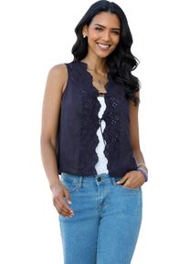 Damen Weste mit Spitzeneinsatz vorne marine