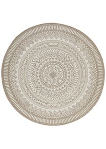 Novel Outdoorteppich , Beige , Textil , Boho , rund , Oeko-Tex® Standard 100 , waschbar , Teppiche & Böden, Teppiche, Runde Teppiche