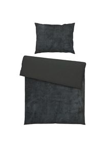 Novel Bettwäscheset , Anthrazit , Textil , Uni , 160x210 cm , bügelfrei, pflegeleicht, angenehm wärmend, samtiger Griff, weiche und anschmiegsame