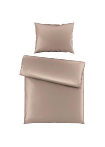 Novel Bettwäscheset , Taupe , Textil , Uni , 160x210 cm , pflegeleicht, atmungsaktiv, schadstoffgeprüft , Heimtextilien, Bettwäsche, Bettwäsche, Satin