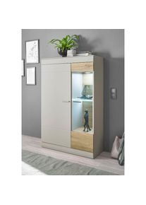 Vitrine »SCARA« mit Applikation Zinneiche Dekor, Breite 90 cm, mit Softclose-Funktion , grau , Inosign