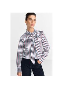 Richroyal, Unisex, RICHROYAL Schluppenbluse gerade geschnitten, Streifenmuster, mit abnehmbarer Schluppe, midnight blau, 38, Bluse mit Schleifenkragen