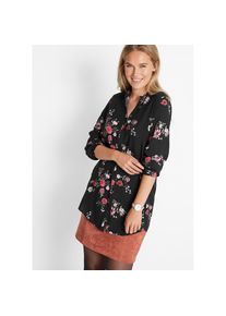 bonprix , Damen , Longbluse , schwarz , Longbluse in figurumspielender Tunika-Form