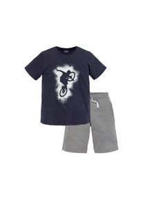 Kidsworld , Kinder,Jugendliche , T-Shirt & Shorts »2tlg. Set T-Shirt + Sweatshorts« Set, 2 Stk. tlg. BIKER-Druck, jedes Teil einzeln tragbar , blau...