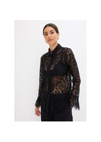 bonprix, Unisex, bonprix Langarmbluse Bluse aus Spitze, schwarz, 40, Elegante Langarmbluse mit figurbetonter Passform