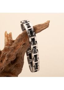 Holzkern Armband Fortissimo (Marmor/Silber), Naturholz, Damen und Herren, größenverstellbar