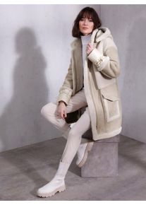 Mainpol Witt Damen Lammfelljacke mit gewebten Ärmelbündchen, sand, Größe 46, 100% Lammnappaleder. Bündchen: 100% Polyamid