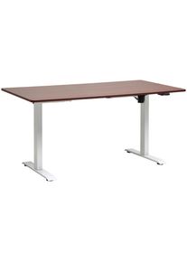 Livetastic Schreibtisch , Weiss, Walnussfarben , Metall, Holzwerkstoff , rechteckig , eckig , 160x73-123x80 cm , höhenverstellbar , Büromöbel,