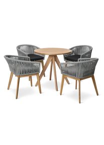 Tchibo - Dining-Sessel mit Textilgeflecht - 57,5x62,5x76,5cm - anthrazit - Akazienholz / Aluminium / Polypropylen