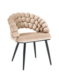 Novel Armlehnstuhl , Schwarz, Beige , Metall, Textil , Rundrohr , 58x80x62 cm , Stoffauswahl , Esszimmer, Stuhl, Polsterst&uuml;hle