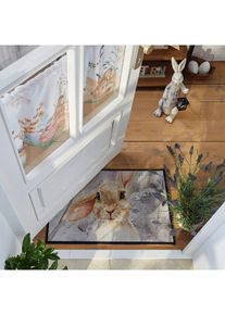 Tapis de protection motif lapin en gris38x59 cm, Couleur/Motif: gris/beige, bonprix