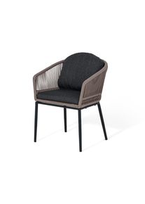 Tchibo - Fauteuil de salon avec dossier arrondi et tressage textile - gris/marron