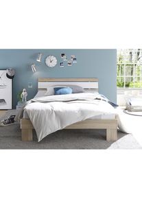 Schlafkontor, Futonbett &raquo;Lyon&laquo;, eiche sonoma abgesetzt wei&szlig; hochglanz