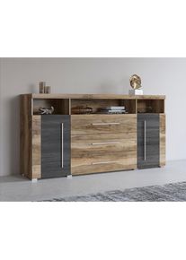 Inosign , Sideboard »Roger,Breite 182cm, stilvolle Schrank, 2 Holztüren 3 Schubladen« Kommode mit viel Stauraum, Einlegeböden verstellbar , braun ,...