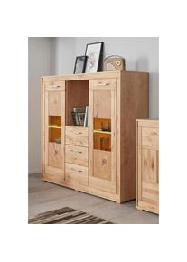 Highboard Breite 154 cm, Teilmassivholz, Made in Germany , braun , VOGL Möbelfabrik