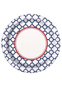 UNIQUE 8 assiettes en carton de fête Hamptons bleu roi 18cm