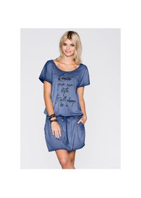 bonprix, Unisex, bonprix Jerseykleid, blau washed, 32/34 (XS), N-Gr, Jerseykleid aus Baumwolle f&uuml;r angenehmen Tragekomfort