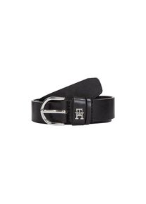 Tommy Hilfiger , Ledergürtel »ESSENTIAL EFFORTLESS 2.5 cm breit SILVER« Einfachdornschliesse, Metallemblem , schwarz