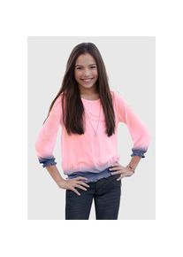 Kangaroos, Unisex, Kangaroos 3/4-Arm-Shirt &raquo;Shirt in Batik-Look&laquo; 3/4-Arm, h&uuml;ftlange Passform, Batikmuster, Rundhalsausschnitt, rosa, marine, 152/158, 