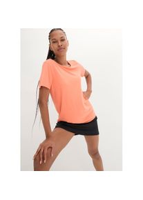 bonprix , Damen , T-Shirt , orange , Sportliches T-Shirt mit weitem Rückenausschnitt und Logoprint
