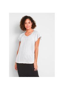 bonprix , Damen , T-Shirt , weiss , T-Shirt in Ballonform mit kurzen Flügelärmeln und Raffung am V-Ausschnitt