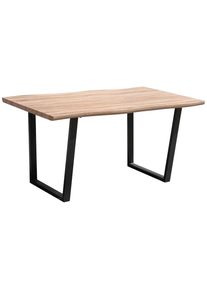 Mid.you Esstisch , Schwarz, Eichefarben , Metall, Holzwerkstoff , rechteckig , Flachrohr, U-Form , 90x76x160 cm , Esszimmer, Esstische, Esstische