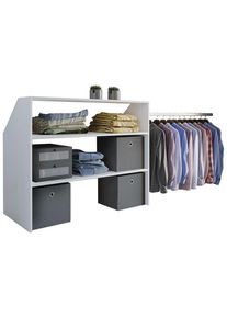 Mid.you Dachschr&auml;genregal , Weiss , Metall, Holzwerkstoff , 90x100x50 cm , erweiterbar , Schlafzimmer, Kleiderschr&auml;nke