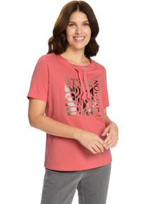 Damen Kurzarmshirt mit gl&auml;nzendem Druckmuster koralle