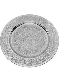 Ambia Home Dekoteller , Silberfarben , Metall , Ornament , rund , 1 cm , Lfgb , Dekoration, Dekoschalen