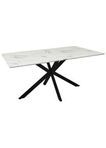 Mid.you Esstisch , Schwarz, Weiss , Metall, Holzwerkstoff , rechteckig , Flachrohr , 90x76x160 cm , Bsci , Esszimmer, Esszimmerserien