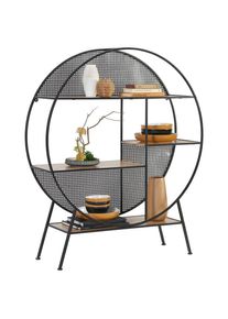 Xora Regal , Schwarz, Eichefarben , Metall, Holzwerkstoff , 4 Fächer , 109.5x131x33 cm , Beimöbel erhältlich, stehend , Wohnzimmer, Regale, Bücherregale