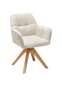 Mid.you Armlehnstuhl , Eichefarben, Beige , Holz, Textil , Eiche , massiv , Drehkreuz , 63x83x61 cm , Sitzfl&auml;che 360&deg; drehbar, inklusive Armlehnen , Esszimmer, St&uuml;hle, Polsterst&uuml;hle