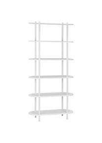 PBJ Regal , Weiss , Holzwerkstoff , 6 F&auml;cher , 90x160x30 cm , Wohnzimmer, Regale, B&uuml;cherregale