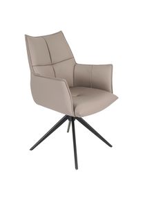 Novel Armlehnstuhl , Schwarz, Taupe , Metall, Leder , Echtleder , Rindleder , Drehkreuz , 62x91x62 cm , Lederauswahl, Sitzfl&auml;che 360&deg; drehbar , Esszimmer, St&uuml;hle, Lederst&uuml;hle