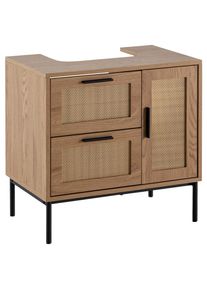 Mid.you Waschbeckenunterschrank , Eichefarben , Metall , 2 Schubladen , einzeln stellbar , 60x60x40 cm , stehend , Badezimmer, Badezimmerschränke, Waschbeckenunterschränke