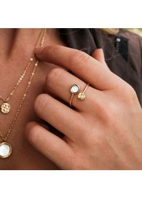 Holzkern Zendala Ring Gold und Weißes Perlmutt