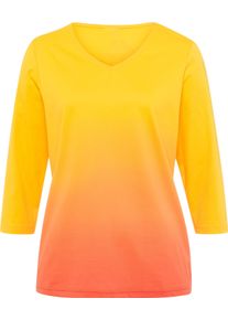 Damen 3/4-Arm-Shirt mit Farbverlauf sonnengelb-orange-bedruckt