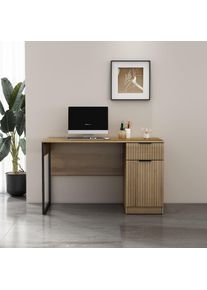 Schreibtisch »Aspea« Set, mit Schublade, ausreichend Stauraum, moderne Rillenoptik, B. 120 cm , schwarz , GOODproduct