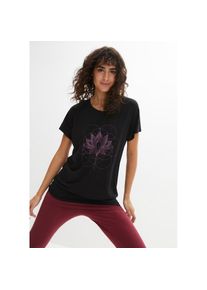 bonprix , Damen , T-Shirt »Sport-Shirt, Loose Fit« Sport-Shirt, Loose Fit , schwarz , T-Shirt im sportlichen Loose Fit mit Lotusblüten-Print