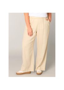 Base Level Curvy, Unisex, Leinenhose &raquo;Yula&laquo; Sommerhose, Leinen-Viskose-Mix, mit elastischem Bund, light beige, 50, N-Gr, Sommerhose von BASE LEVEL 