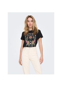 Only , Damen , Rundhalsshirt &raquo;ONLLUCY REG S/S TOP JRS NOOS&laquo; unterschiedlich bedruckt , schwarz , Bedrucktes Design: macht jedes Outfit zum Hingucker