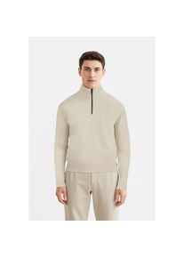 BOSS Orange, Herren, BOSS Orange Strickpullover &raquo;Kwinter&laquo; Troyer-Kragen, Rippstrick, relaxed fit, light beige271, XXL, Pullover von BOSS Orange 