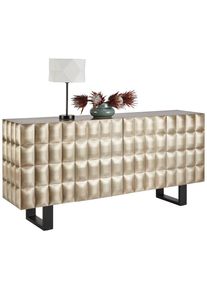 Ambia Home Sideboard , Silberfarben , Holzwerkstoff , Mangoholz , Metalloptik , 2 F&auml;cher , 170x80x40 cm , Wohnzimmer, Wohnw&auml;nde, Wohnwand- Serien