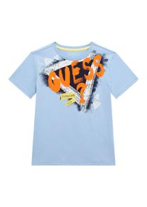 Guess, Garçons T-Shirt, bleu clair / bleu foncé / orange / blanc