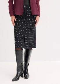 Jeansrock mit Strassapplikation in schwarz, Grösse 38, 98% Baumwolle, bonprix