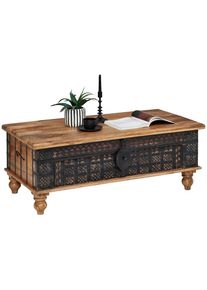 Landscape Couchtisch , Naturfarben , Metall , Mangoholz , massiv , rechteckig , rund , 60x45x120 cm , Stauraum, einfacher Aufbau , Wohnzimmer, Wohnzimmertische, Couchtische, Couchtische Metall