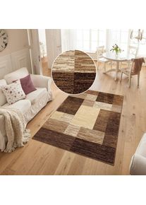 Teppich »Melvin« rechteckig 8 mm Höhe schön weich, Kurzflor Teppich Karo-Muster , braun , my home , Obermaterial: 100% Polypropylen