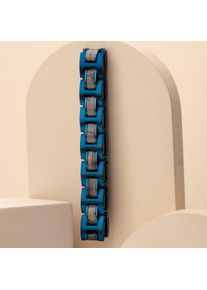 Holzkern Armband Fortissimo (Grauer Marmor/Blau), Naturholz, Damen und Herren, größenverstellbar